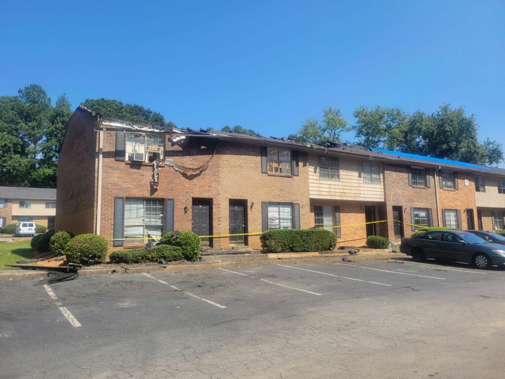 Devastation after fire broke out in an apartment complex. RR Restoration was honored to help mitigate and restore the damage